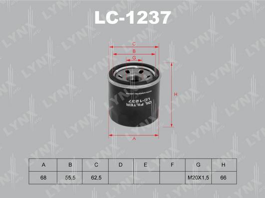 LYNXauto LC-1237 - Alyvos filtras autoreka.lt