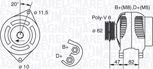 Magneti Marelli 063321615010 - Kintamosios srovės generatorius autoreka.lt