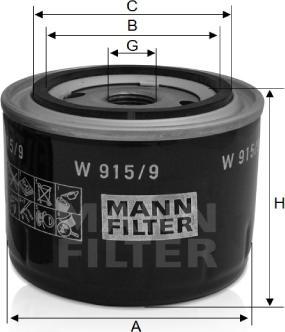 Mann-Filter W 915/9 - Alyvos filtras autoreka.lt