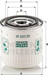 Mann-Filter W 920/38 - Alyvos filtras autoreka.lt