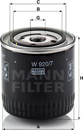 Mann-Filter W 920/7 y - Alyvos filtras autoreka.lt