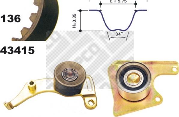 Mapco 23415 - Paskirstymo diržo komplektas autoreka.lt