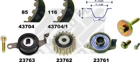 Mapco 23704 - Paskirstymo diržo komplektas autoreka.lt