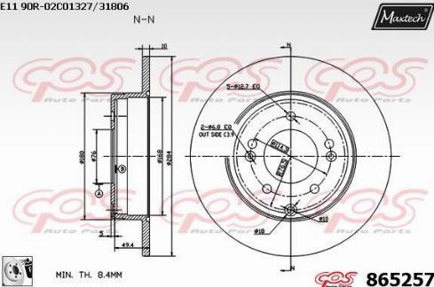 Maxtech 865257.0080 - Stabdžių diskas autoreka.lt