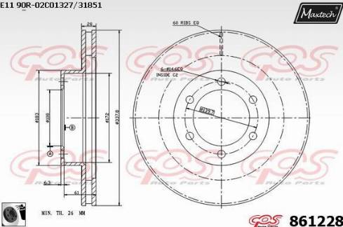 Maxtech 861228.0060 - Stabdžių diskas autoreka.lt