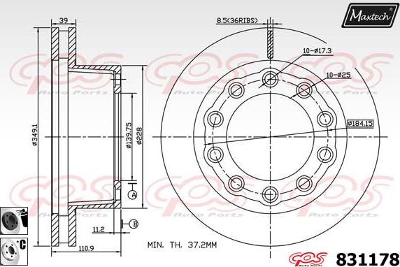 Maxtech 811231 - Stabdžių diskas autoreka.lt