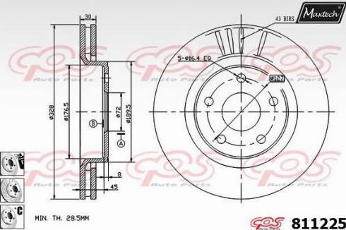 Maxtech 811225.6880 - Stabdžių diskas autoreka.lt