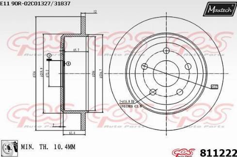 Maxtech 811222.0080 - Stabdžių diskas autoreka.lt