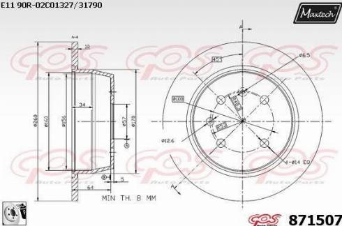 Maxtech 871507.0080 - Stabdžių diskas autoreka.lt