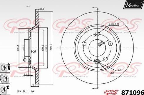 Maxtech 871096.6980 - Stabdžių diskas autoreka.lt