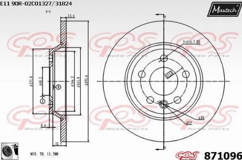 Maxtech 871096.0060 - Stabdžių diskas autoreka.lt