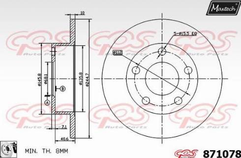 Maxtech 871078.0080 - Stabdžių diskas autoreka.lt