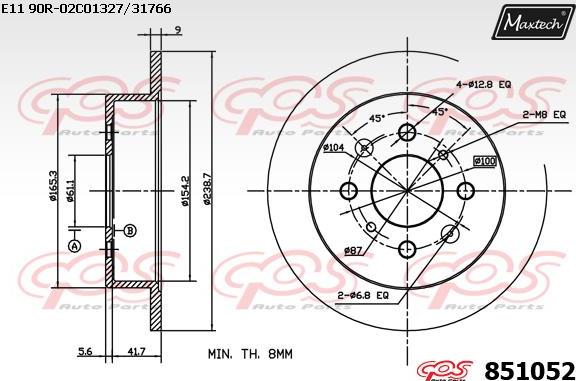 Maxtech 70180187 - Tarpiklis, stabdžių apkabos stūmoklis autoreka.lt