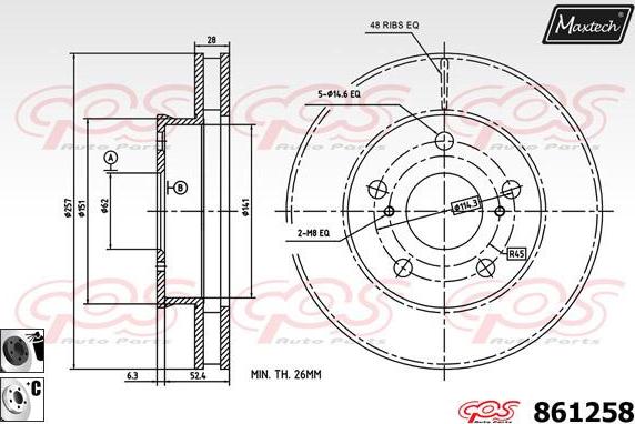 Maxtech 70200807 - Remonto komplektas, stabdžių apkaba autoreka.lt