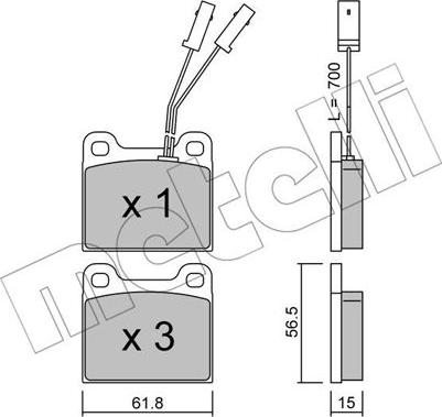 Metelli 22-0003-1 - Stabdžių trinkelių rinkinys, diskinis stabdys autoreka.lt