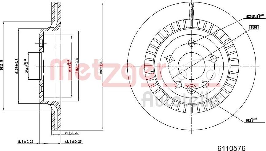 Metzger 6110576 - Stabdžių diskas autoreka.lt