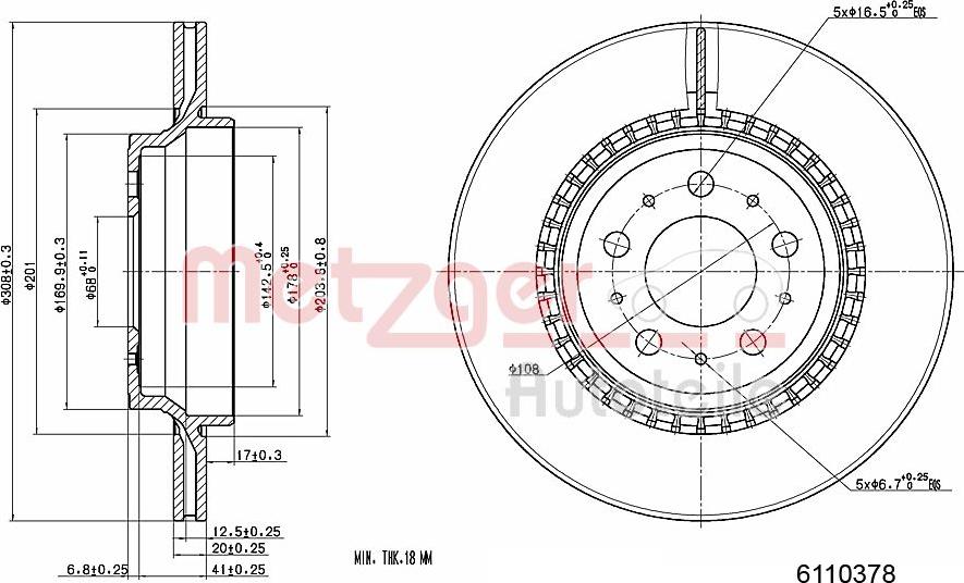 Metzger 6110378 - Stabdžių diskas autoreka.lt