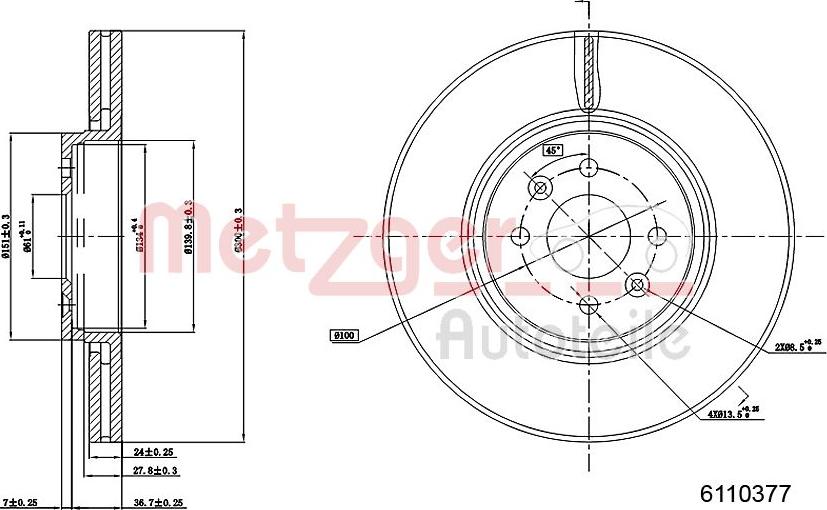 Metzger 6110377 - Stabdžių diskas autoreka.lt