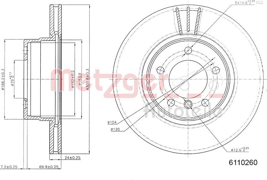 Metzger 6110260 - Stabdžių diskas autoreka.lt