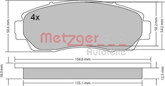 Metzger 1170482 - Stabdžių trinkelių rinkinys, diskinis stabdys autoreka.lt