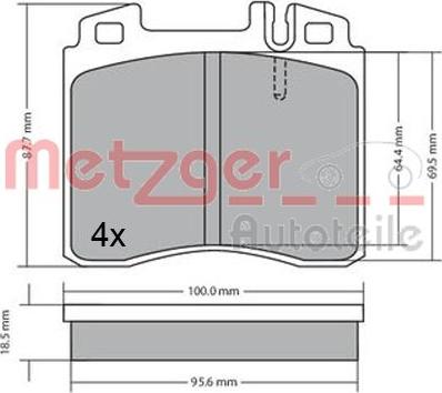 Metzger 1170530 - Stabdžių trinkelių rinkinys, diskinis stabdys autoreka.lt