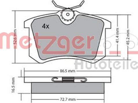 Metzger 1170060 - Stabdžių trinkelių rinkinys, diskinis stabdys autoreka.lt