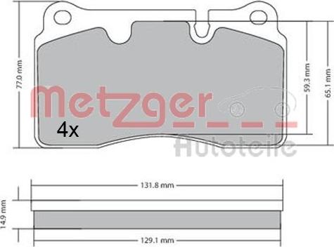 Metzger 1170366 - Stabdžių trinkelių rinkinys, diskinis stabdys autoreka.lt