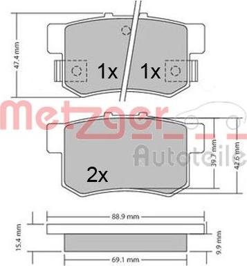 Metzger 1170337 - Stabdžių trinkelių rinkinys, diskinis stabdys autoreka.lt