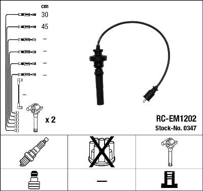 NGK 0347 - Uždegimo laido komplektas autoreka.lt