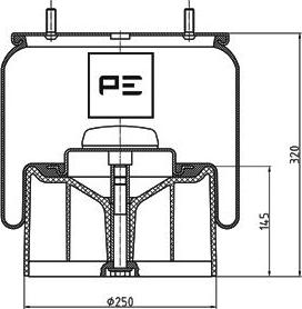 PE Automotive 084.116-73A - Dėklas, pneumatinė pakaba autoreka.lt
