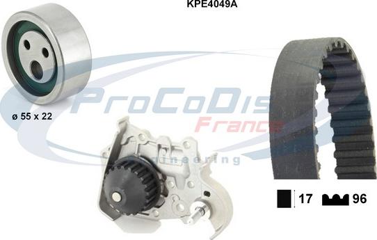 Procodis France KPE4049A - Vandens siurblio ir paskirstymo diržo komplektas autoreka.lt