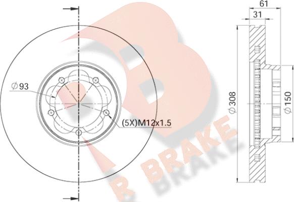 R Brake 78RBD16548 - Stabdžių diskas autoreka.lt