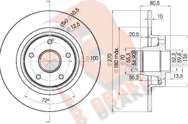 R Brake 78RBD17898 - Stabdžių diskas autoreka.lt