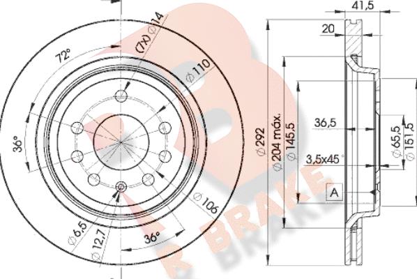 R Brake 78RBD29114 - Stabdžių diskas autoreka.lt