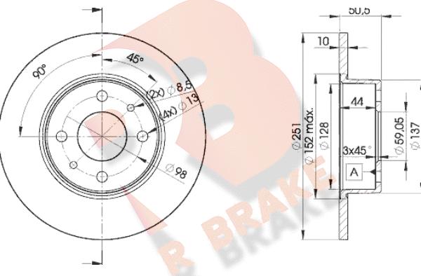 R Brake 78RBD24070 - Stabdžių diskas autoreka.lt