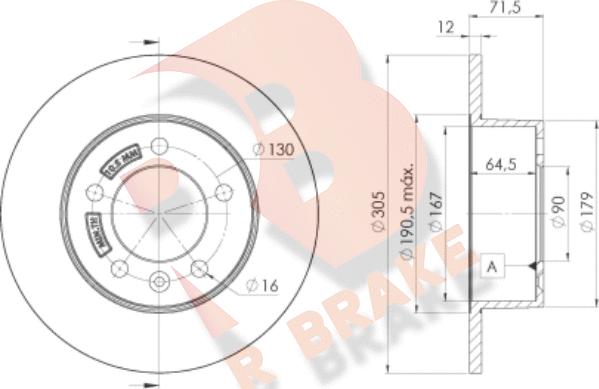 R Brake 78RBD28767 - Stabdžių diskas autoreka.lt