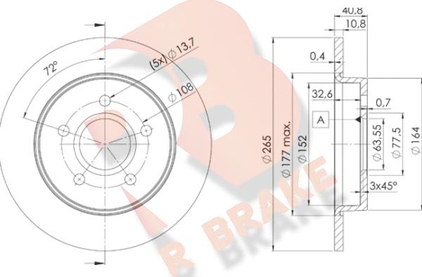 R Brake 78RBD23965 - Stabdžių diskas autoreka.lt