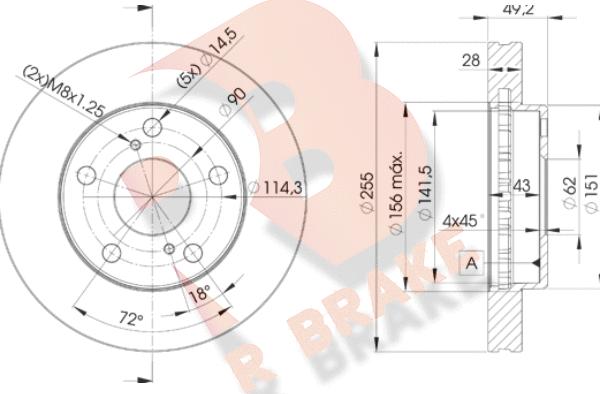 R Brake 78RBD23302 - Stabdžių diskas autoreka.lt