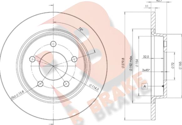 R Brake 78RBD23276 - Stabdžių diskas autoreka.lt