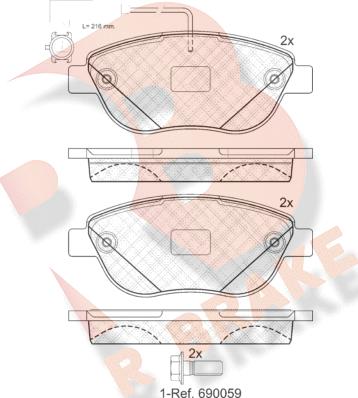 R Brake RB1440-203 - Stabdžių trinkelių rinkinys, diskinis stabdys autoreka.lt