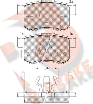 R Brake RB1718 - Stabdžių trinkelių rinkinys, diskinis stabdys autoreka.lt