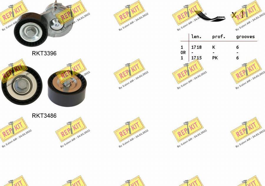 REPKIT RKTA0063 - V formos rumbuotas diržas, komplektas autoreka.lt