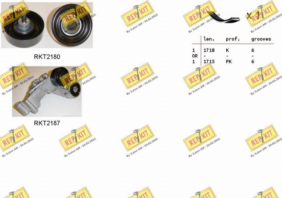 REPKIT RKTA0087 - V formos rumbuotas diržas, komplektas autoreka.lt