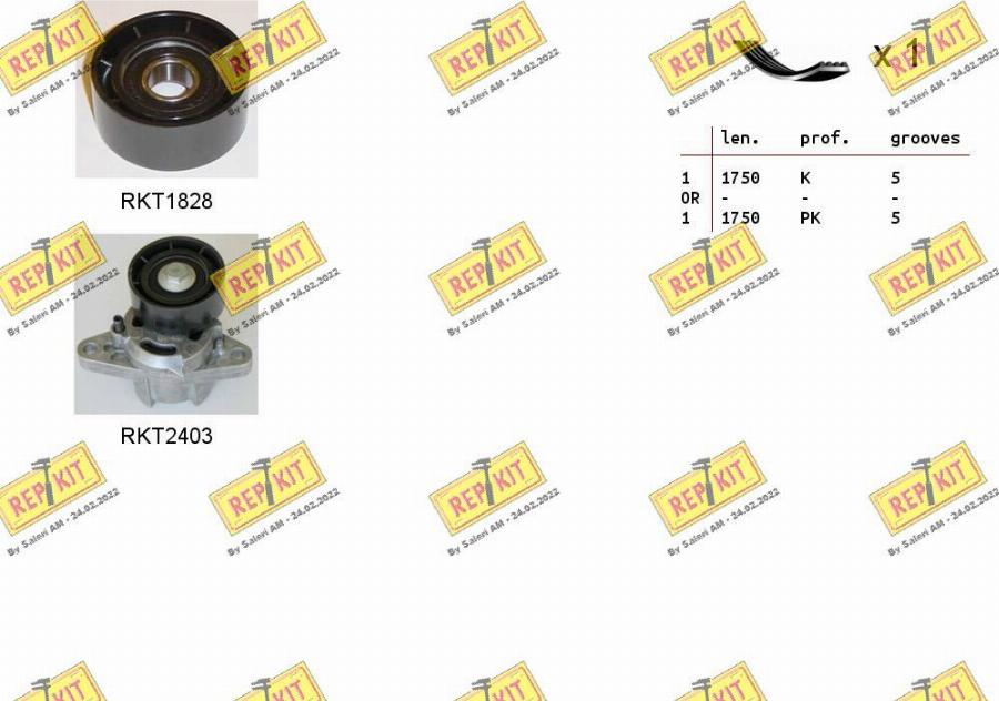 REPKIT RKTA0027 - V formos rumbuotas diržas, komplektas autoreka.lt