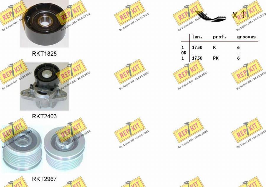 REPKIT RKTA0108 - V formos rumbuotas diržas, komplektas autoreka.lt