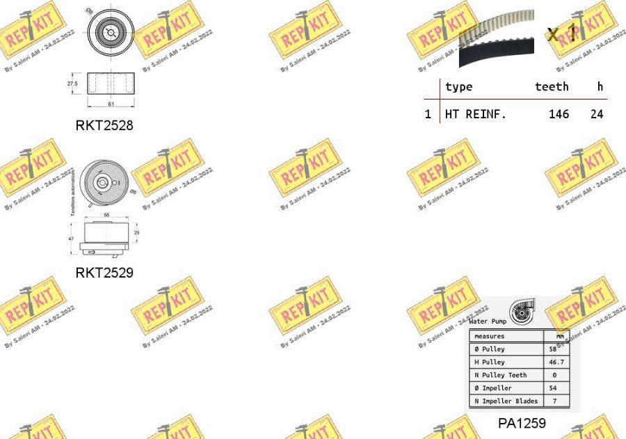 REPKIT RKTK1110PA - Vandens siurblio ir paskirstymo diržo komplektas autoreka.lt