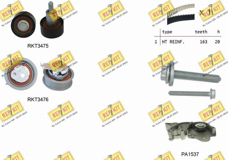 REPKIT RKTK1174PA - Vandens siurblio ir paskirstymo diržo komplektas autoreka.lt