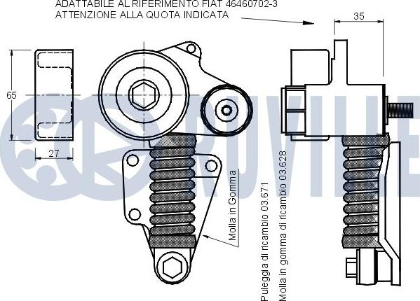 Ruville 541065 - Diržo įtempiklis, V formos rumbuotas diržas autoreka.lt