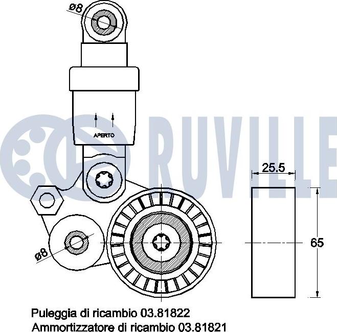 Ruville 542521 - Diržo įtempiklis, V formos rumbuotas diržas autoreka.lt