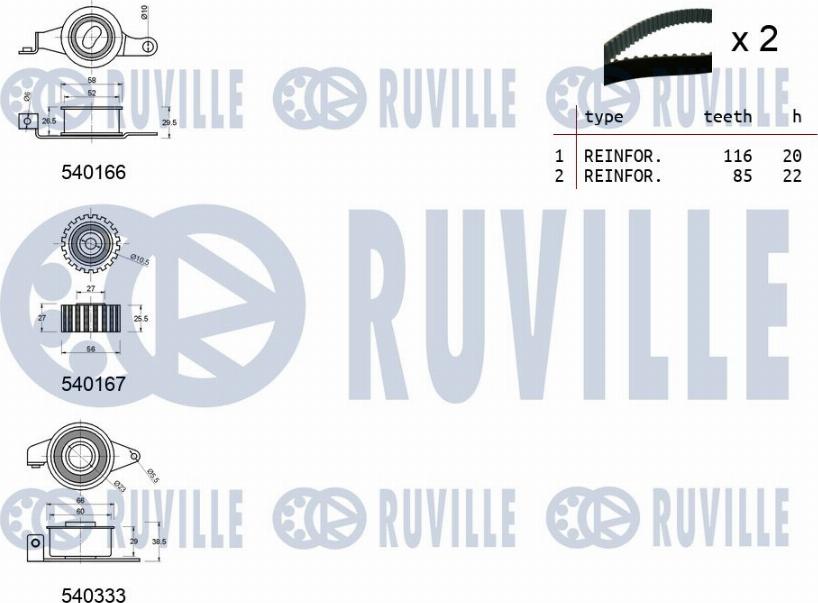 Ruville 550012 - Paskirstymo diržo komplektas autoreka.lt